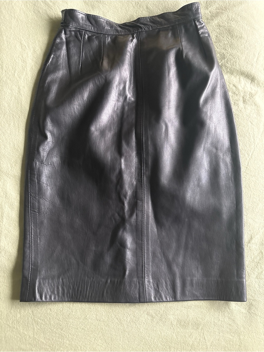 Vintage Neto Black Leather Pencil Skirt Size 8 Made in Canada Genuine Soft